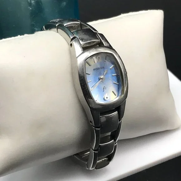 Fossil F2 Blue Face Authentic Ladies Watch Fossil F2 ES-8860 Quartz Watch Blue Dial Silver Bracelet  main image 3